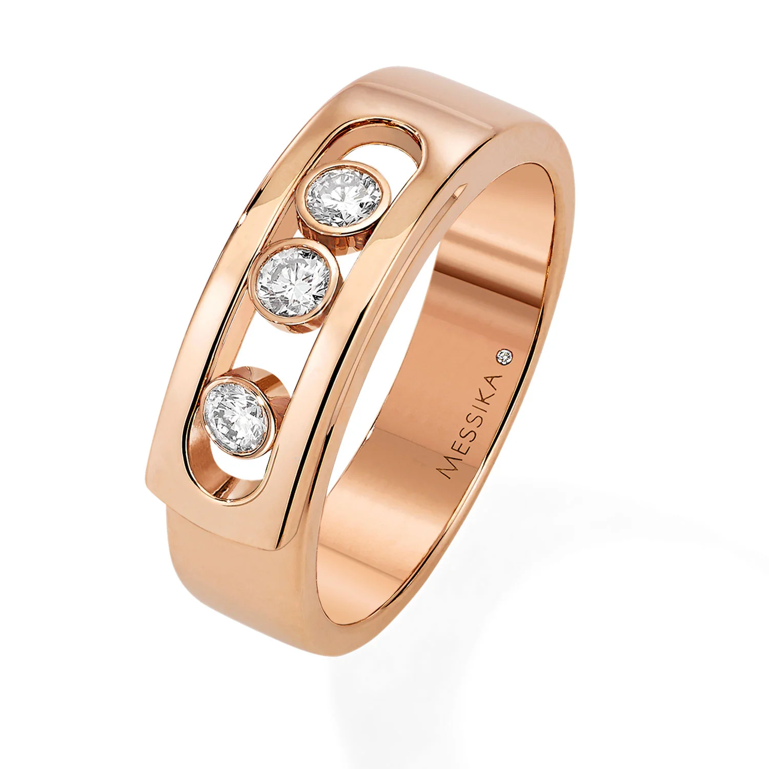 18ct Pink Gold Move Noa Three Moving Diamonds Ring