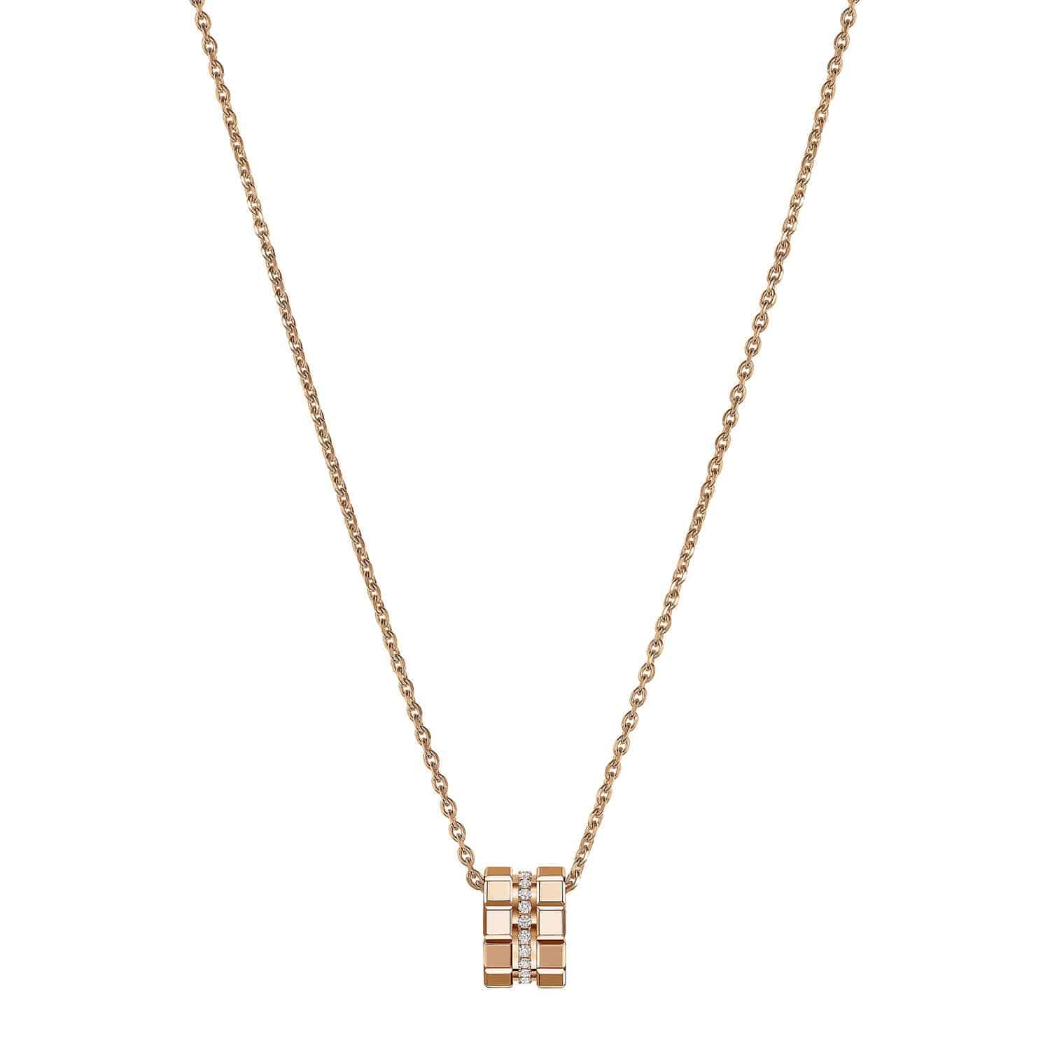 18ct Rose Gold Ice Cube Mini Diamond Set Pendant