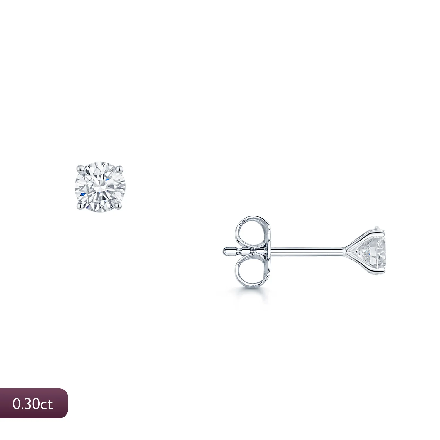 18ct White Gold 0.30 Carat Solitaire Diamond Stud Earrings