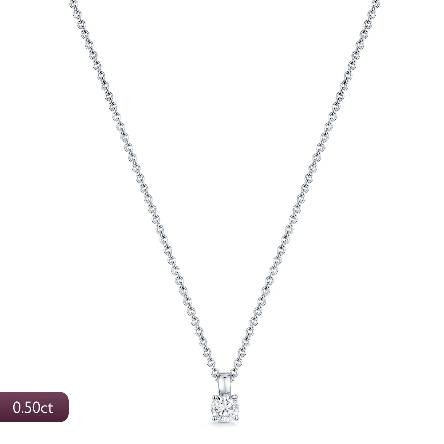 18ct White Gold 0.50 Carat Solitaire Diamond Pendant