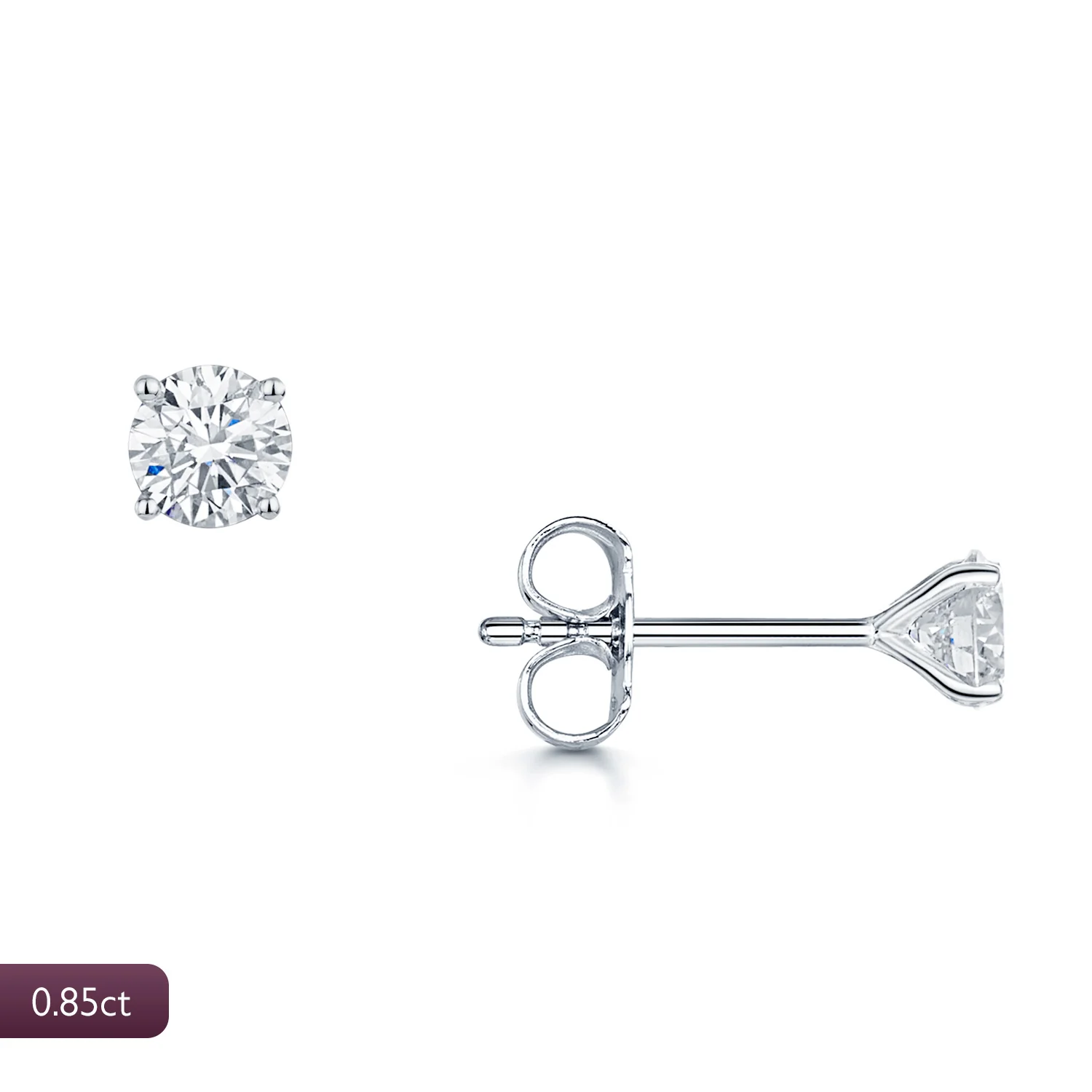 18ct White Gold 0.85 Carat Solitaire Diamond Stud Earrings