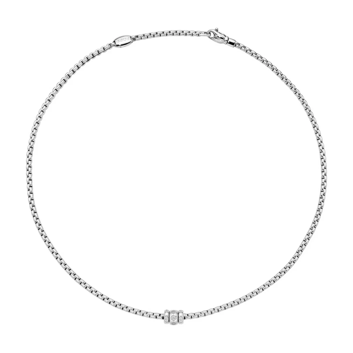 18ct White Gold Eka Necklace With A Trio of Rhombus-Set Diamond Rondels