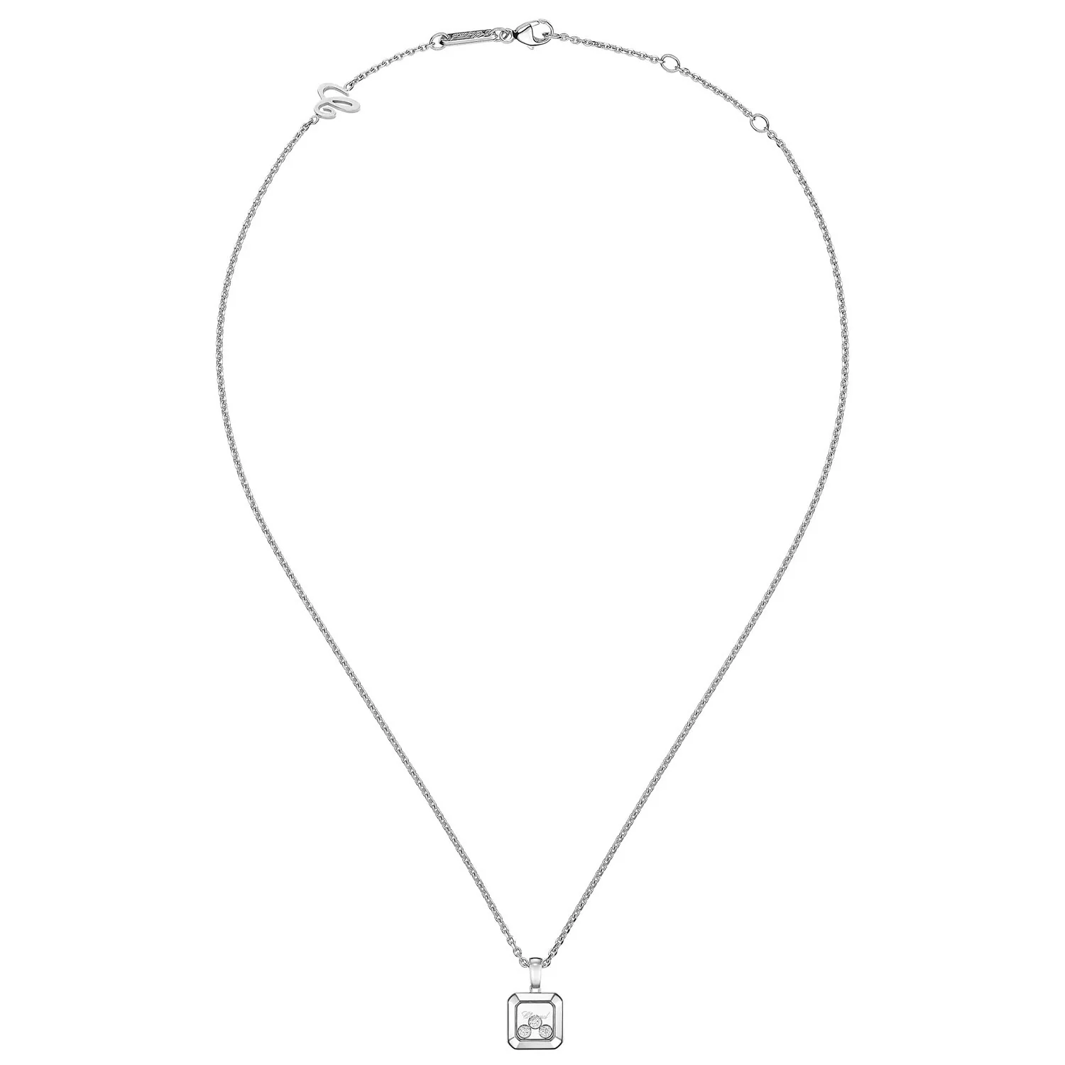 18ct White Gold Happy Three Diamonds Icons Pendant - Image 4