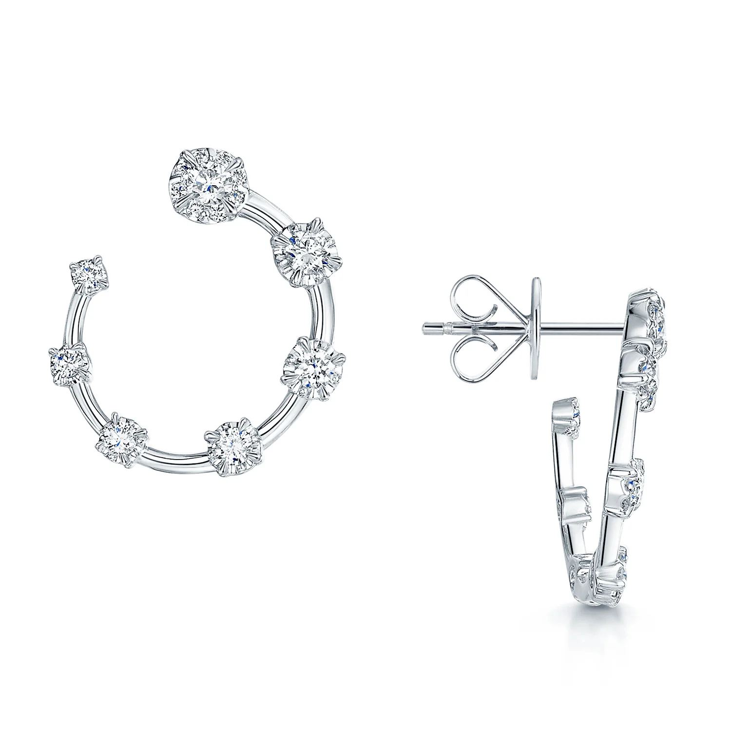 18ct White Gold Open Circle Diamond Earrings