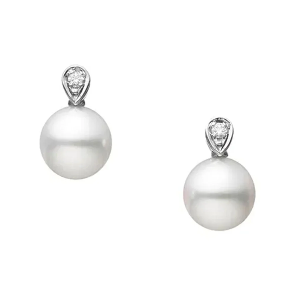 18ct White Gold Pearl And Diamond Earrings