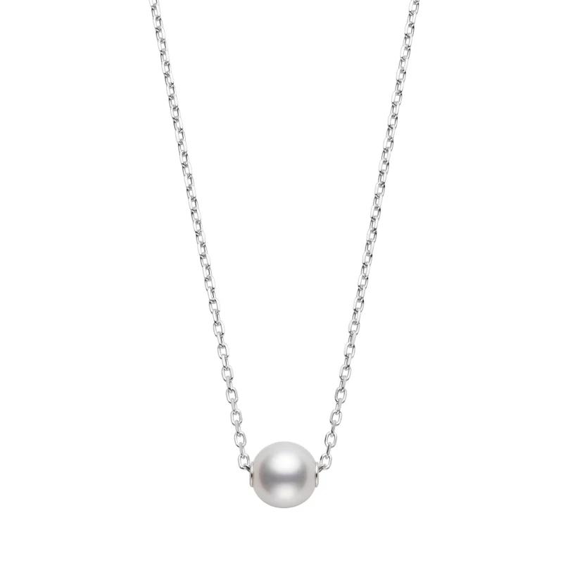 18ct White Gold Pearls In Motion Single Pearl Pendant