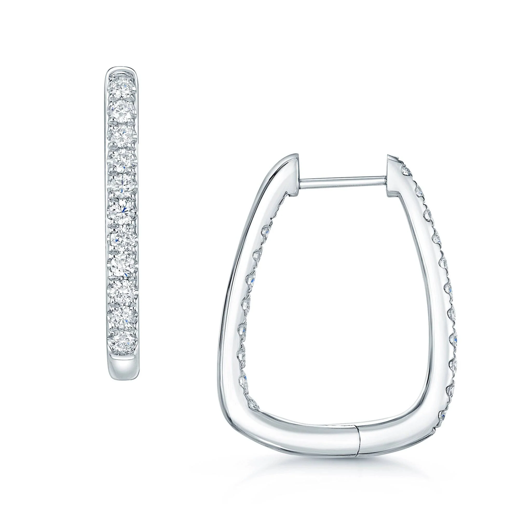 18ct White GoldAnd  Round Brilliant Cut Diamond Hoop Earrings