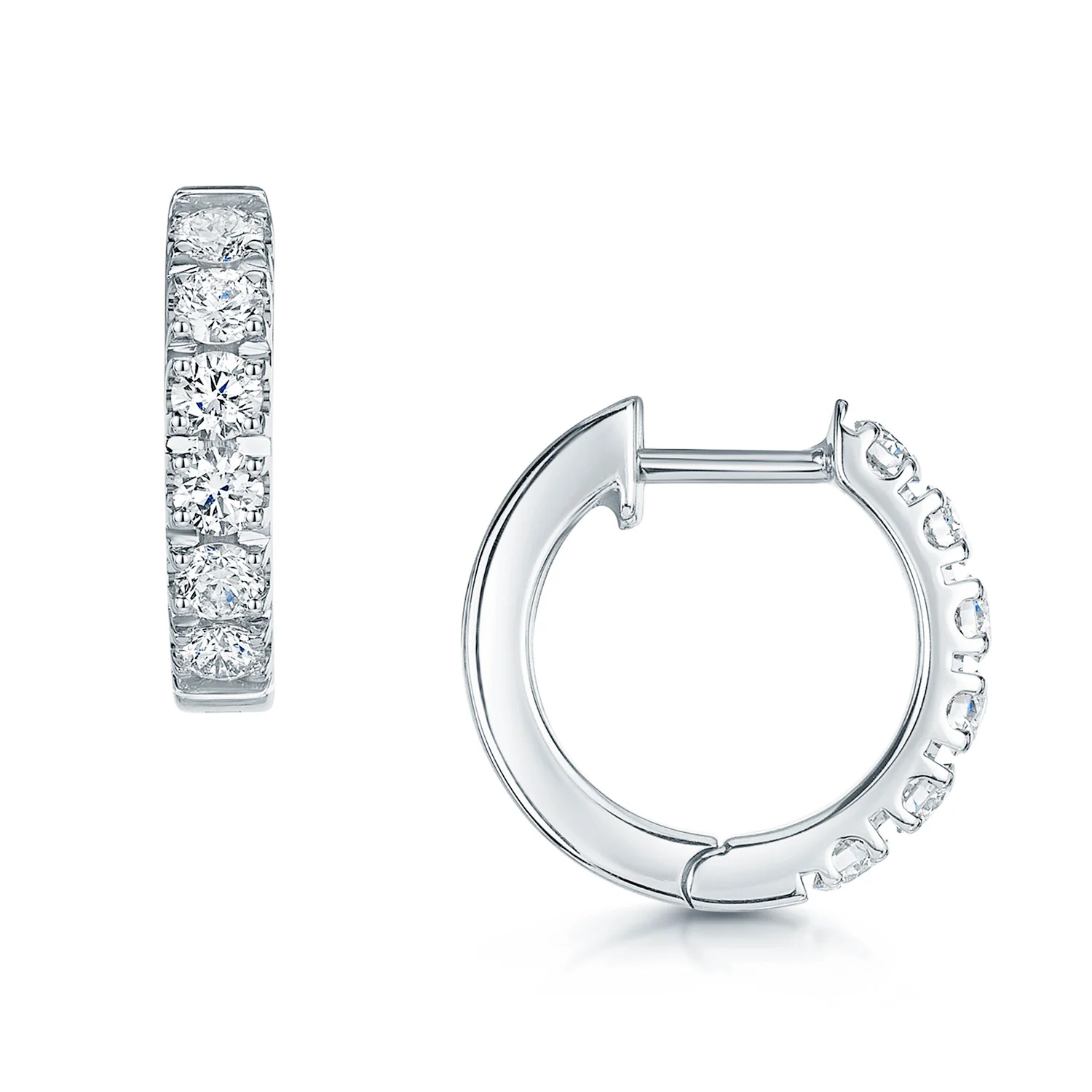 18ct White Gold Round Brilliant Cut Diamond Hoop Earrings