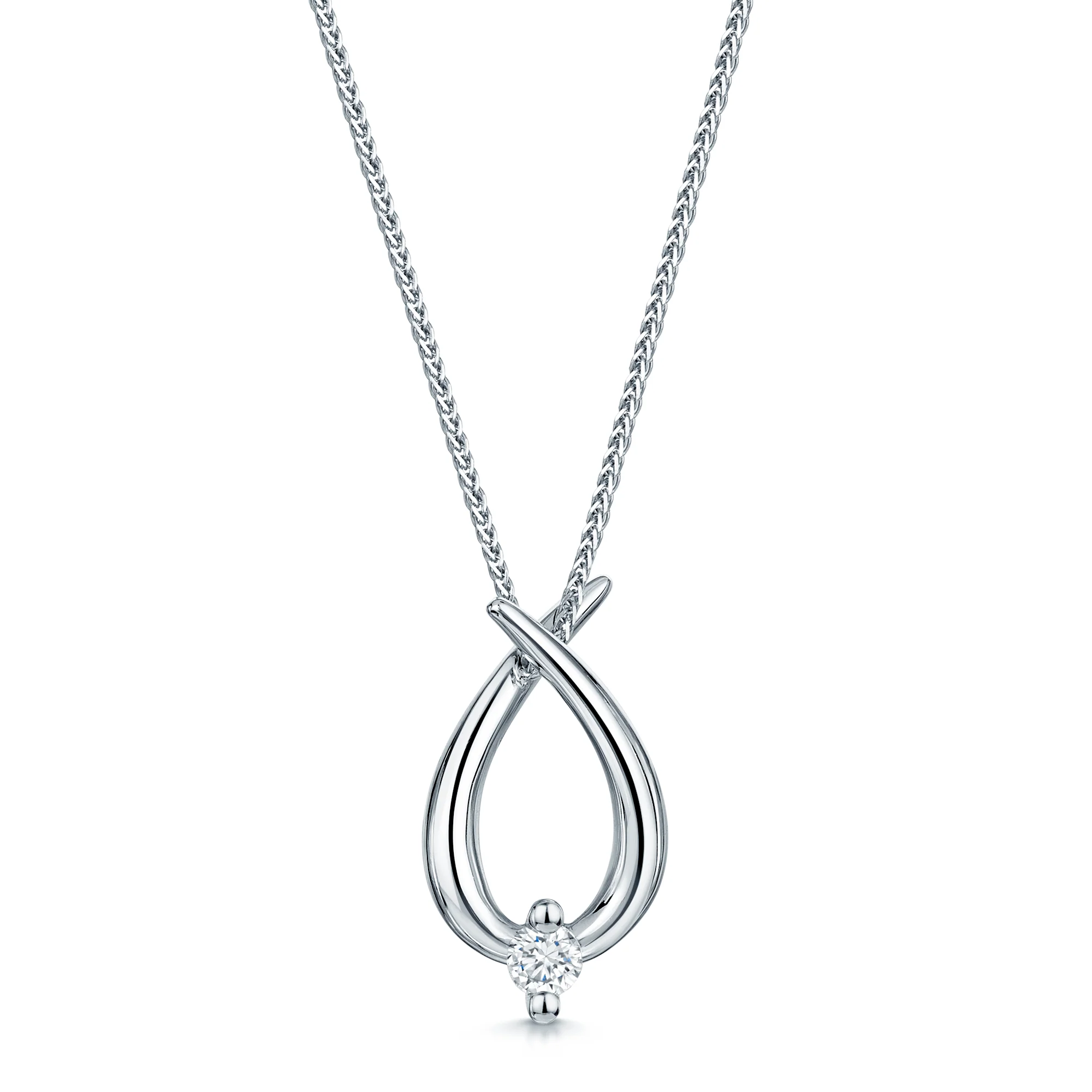 18ct White Gold And Round Brilliant Cut Diamond Pendant
