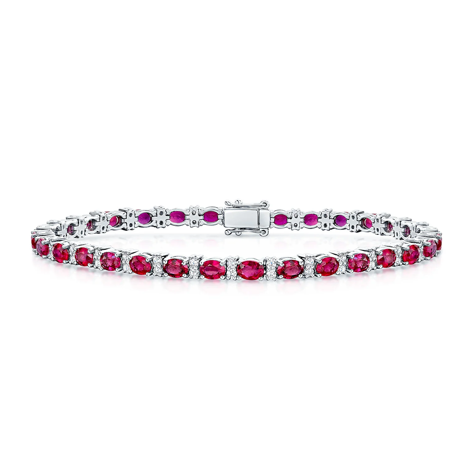 18ct White Gold Ruby And Diamond Tennis Bracelet