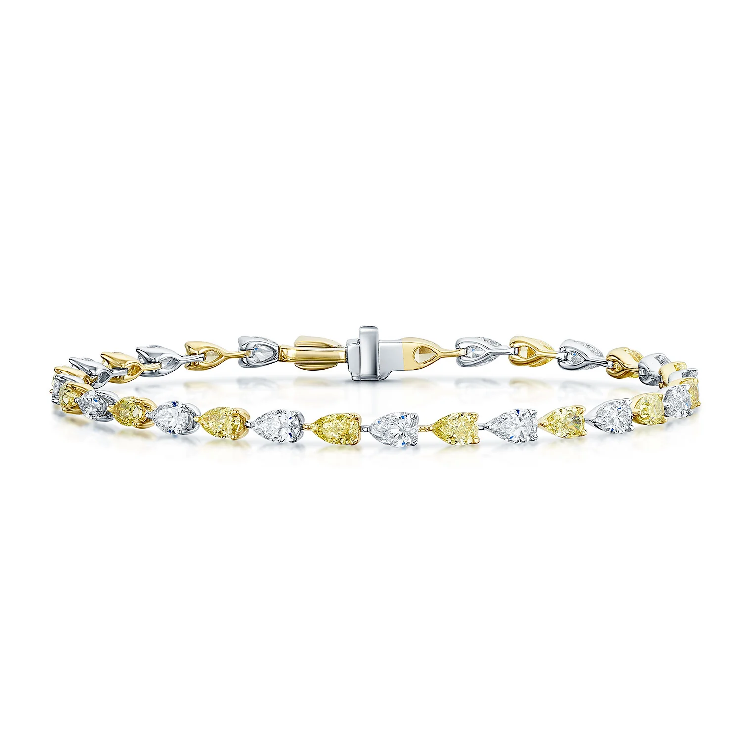 18ct Yellow And White Gold Pear Cut Diamond Bracelet