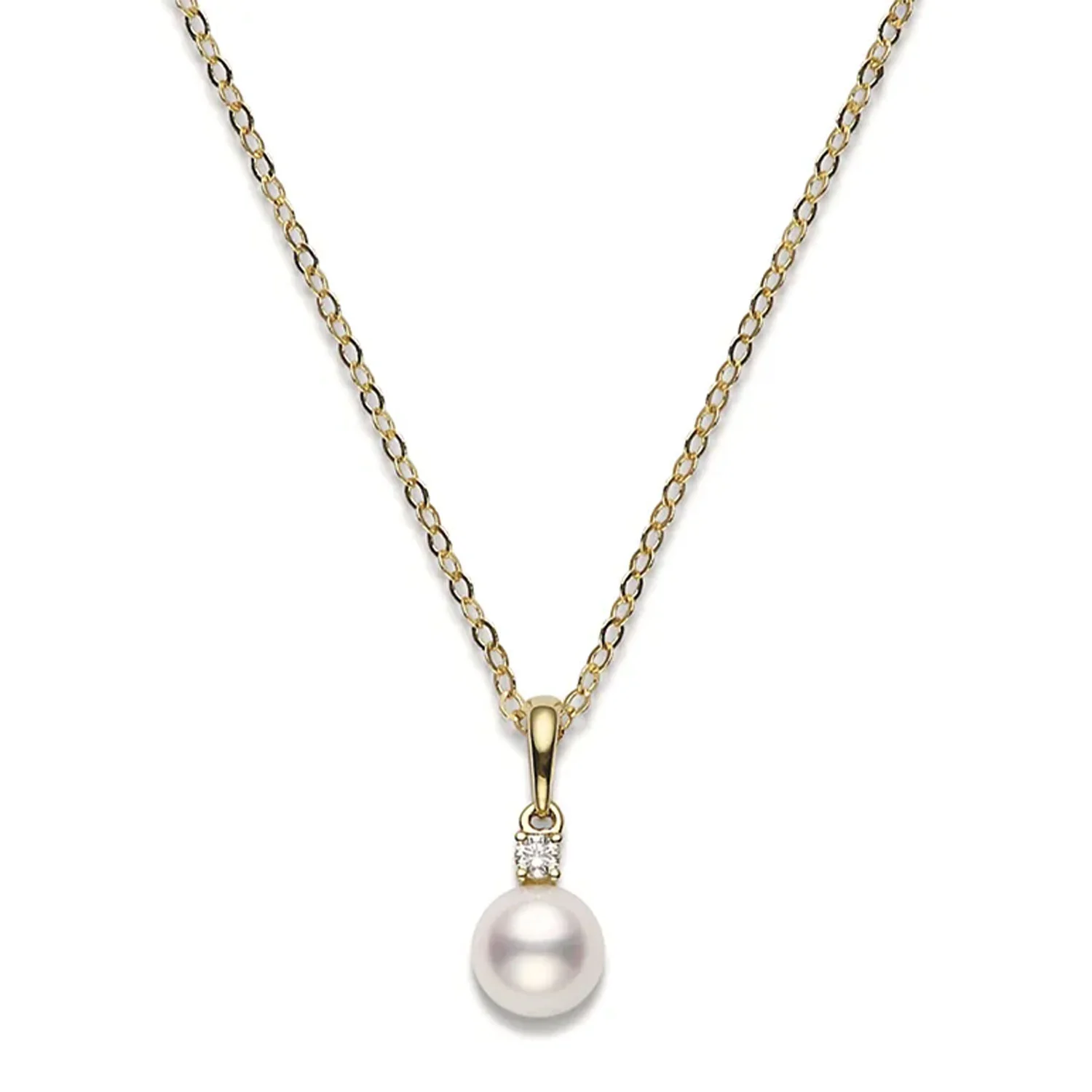 18ct Yellow Gold 6.5-7mm AA Pearl & Diamond Pendant