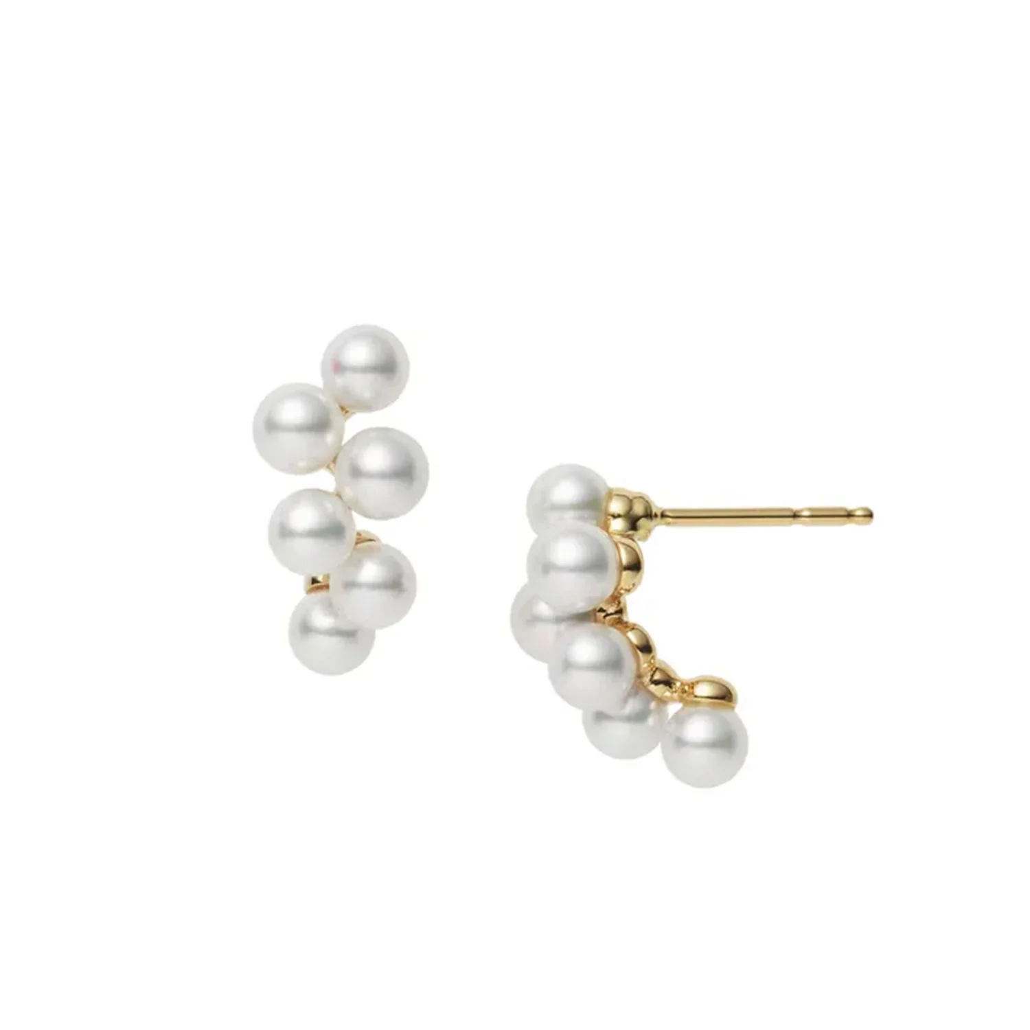 18ct Yellow Gold Bubble Pearl & Diamond Earrings