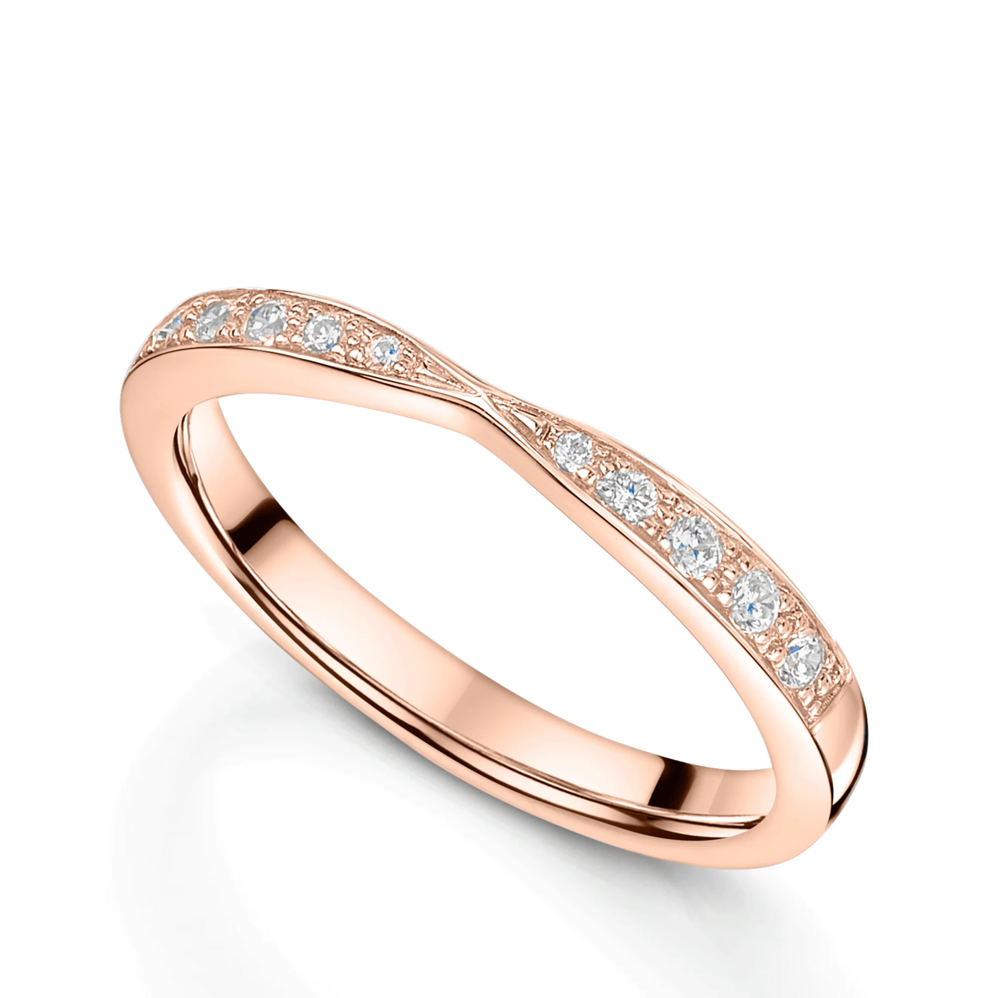 18ct Rose Diamond Set Shaped Wedding Ring