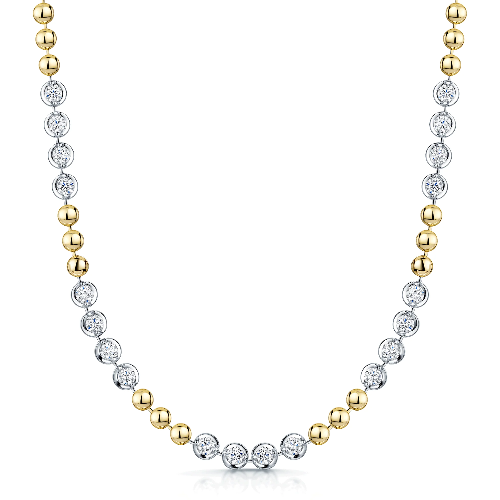 18ct Yellow Gold Disc And Round Brilliant Cut Diamond Necklace