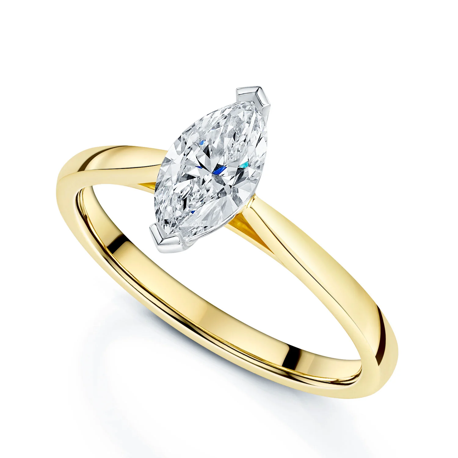 18ct Yellow Gold Marquise Cut Diamond Engagement Ring