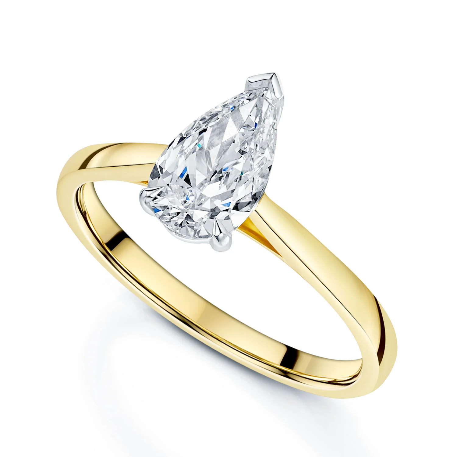 18ct Yellow Gold Pear Cut Diamond Engagement Ring
