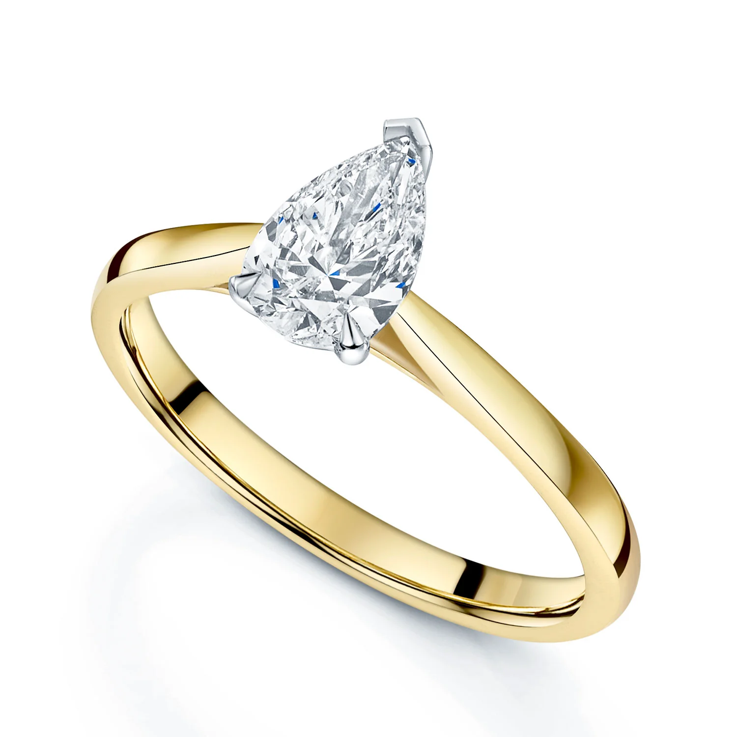 18ct Yellow Gold Pear Cut Diamond Engagement Ring