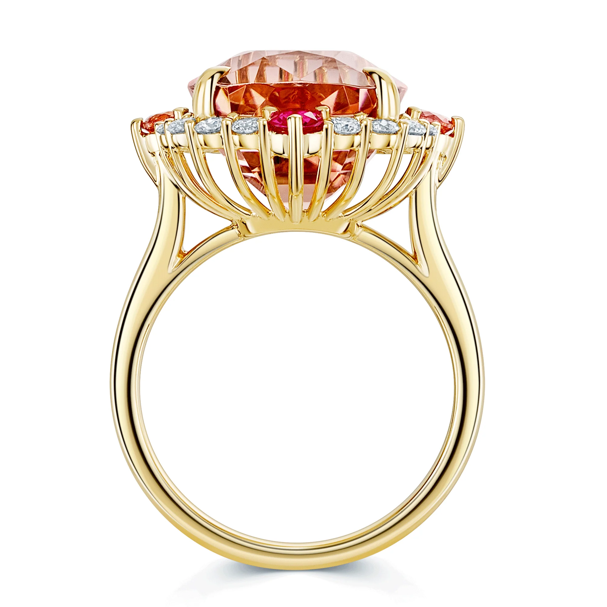 18ct Yellow Gold Pink Tourmaline Cluster Dress Ring. - Image 5