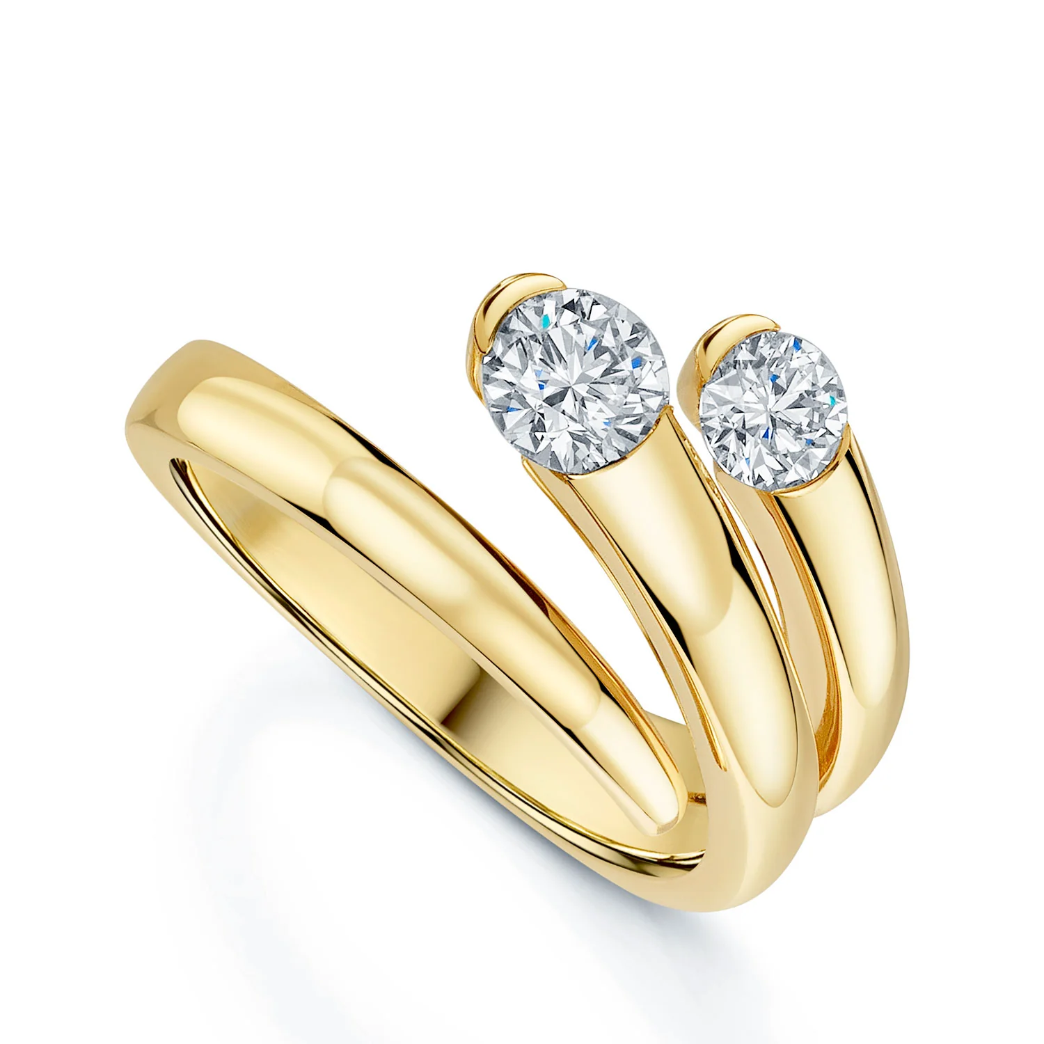 18ct Yellow Gold Round Brilliant Twist Shaped Dress Ring