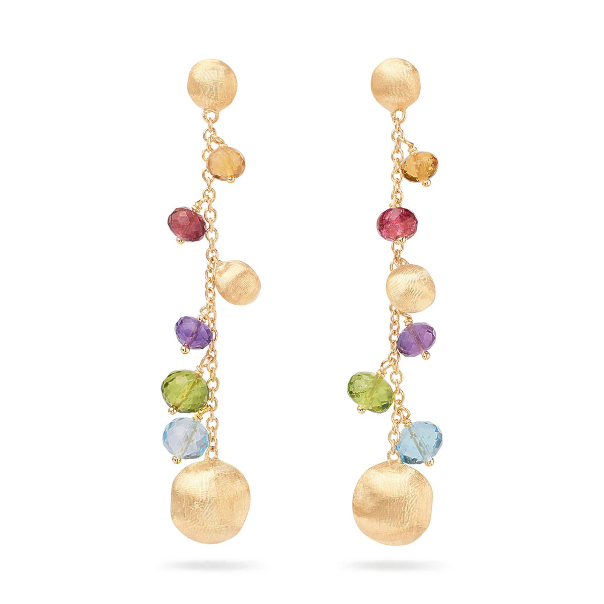 Africa 18ct Yellow Gold Mixed Stone Drop Earrings