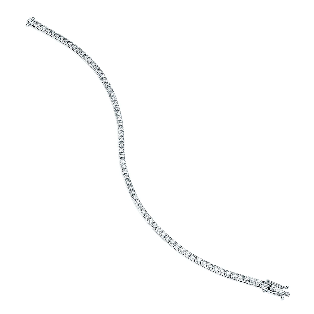 18ct White Gold Brilliant Cut Diamonds Claw Set Tennis Bracelet