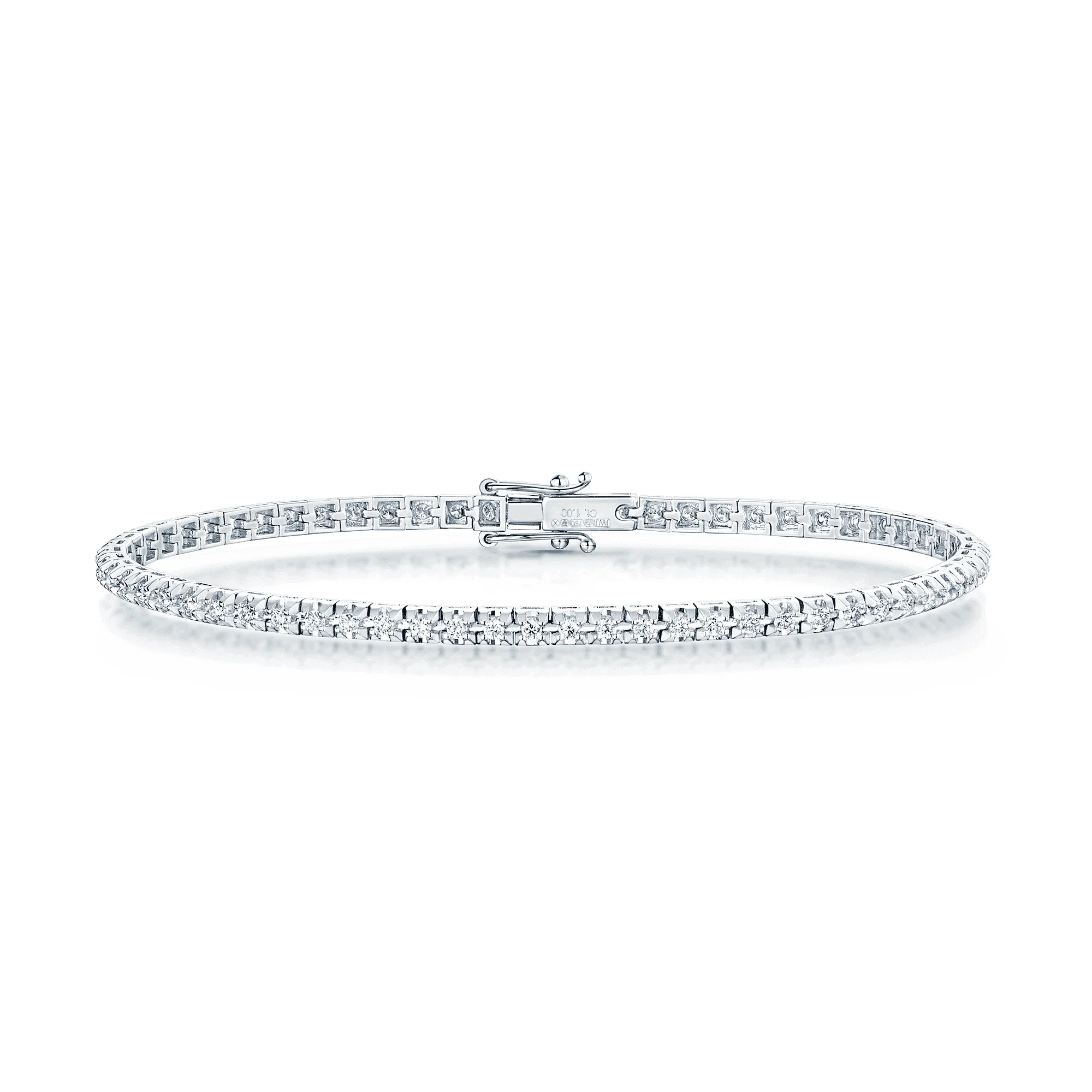 18ct White Gold and Claw Set Round Brilliant Cut Diamond Tennis Bracelet