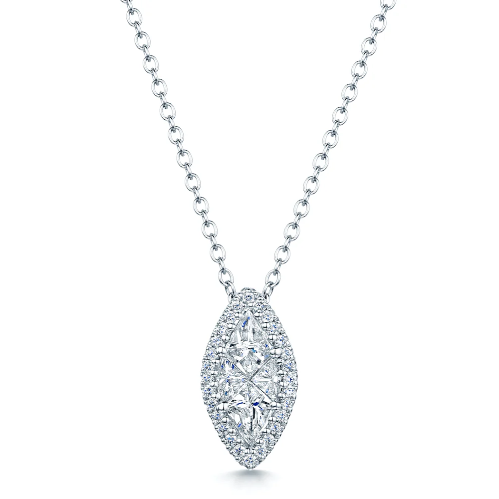 18ct White Gold Marquise Shaped Diamond Pendant