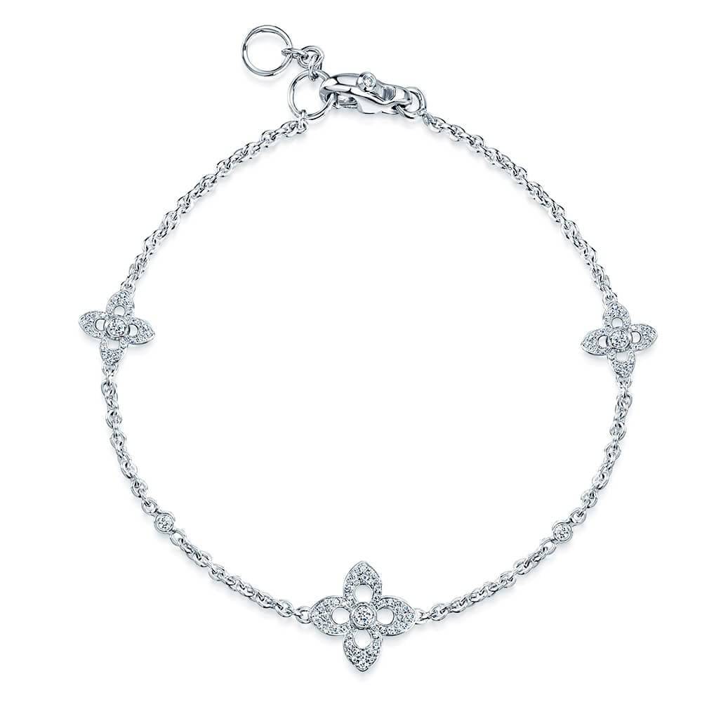 18ct White Gold Primavera Plain & Pave Diamond Set Bracelet
