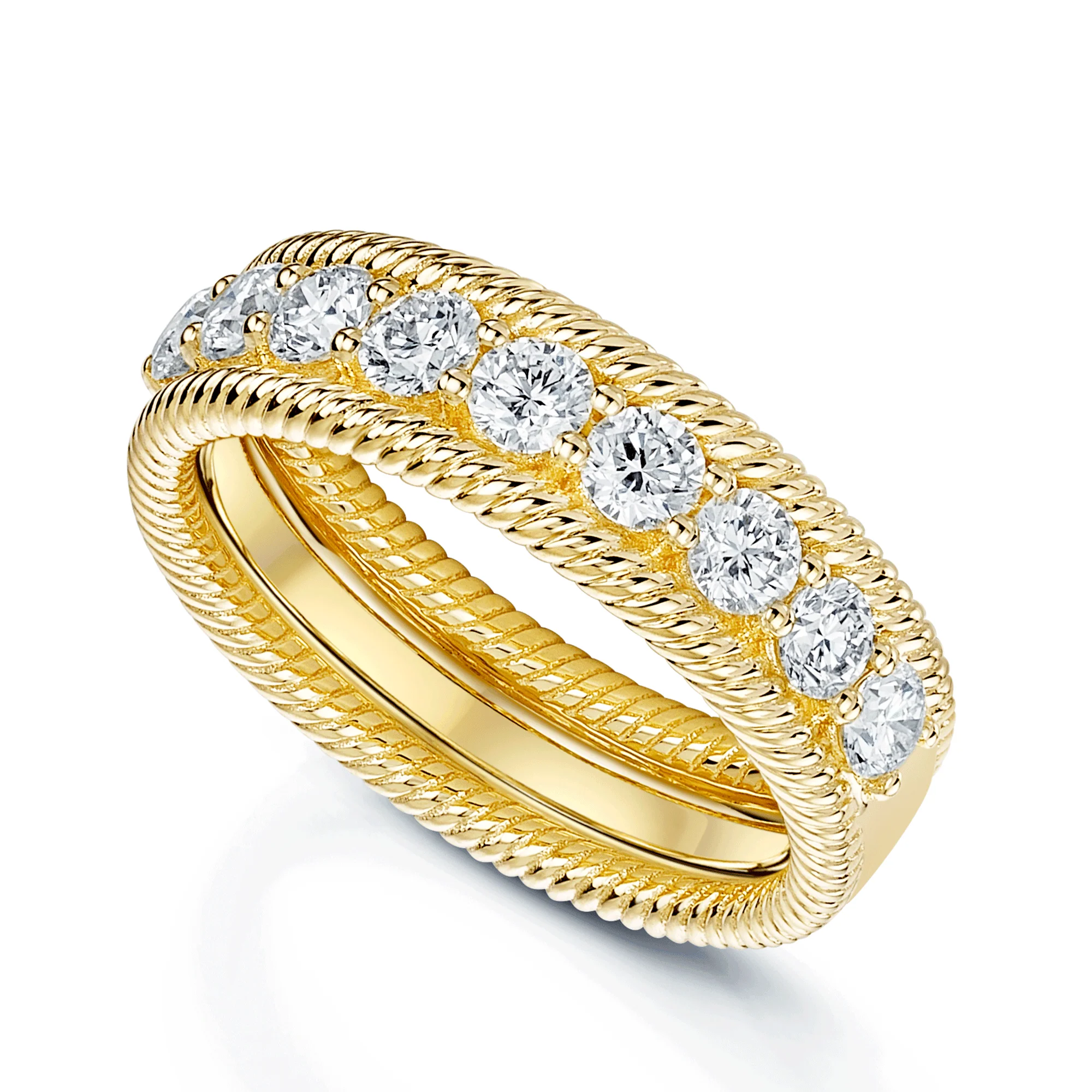 18ct Yellow Gold & Round Brilliant Cut Diamond Half Eternity Ring