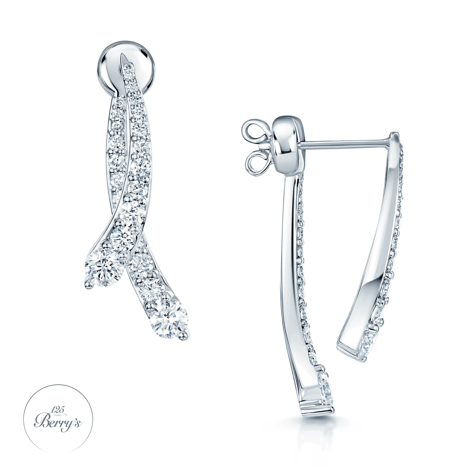 OPEIA Nova Collection 18ct White Gold Round Brilliant Cut Interchangeable Diamond Drop Earrings
