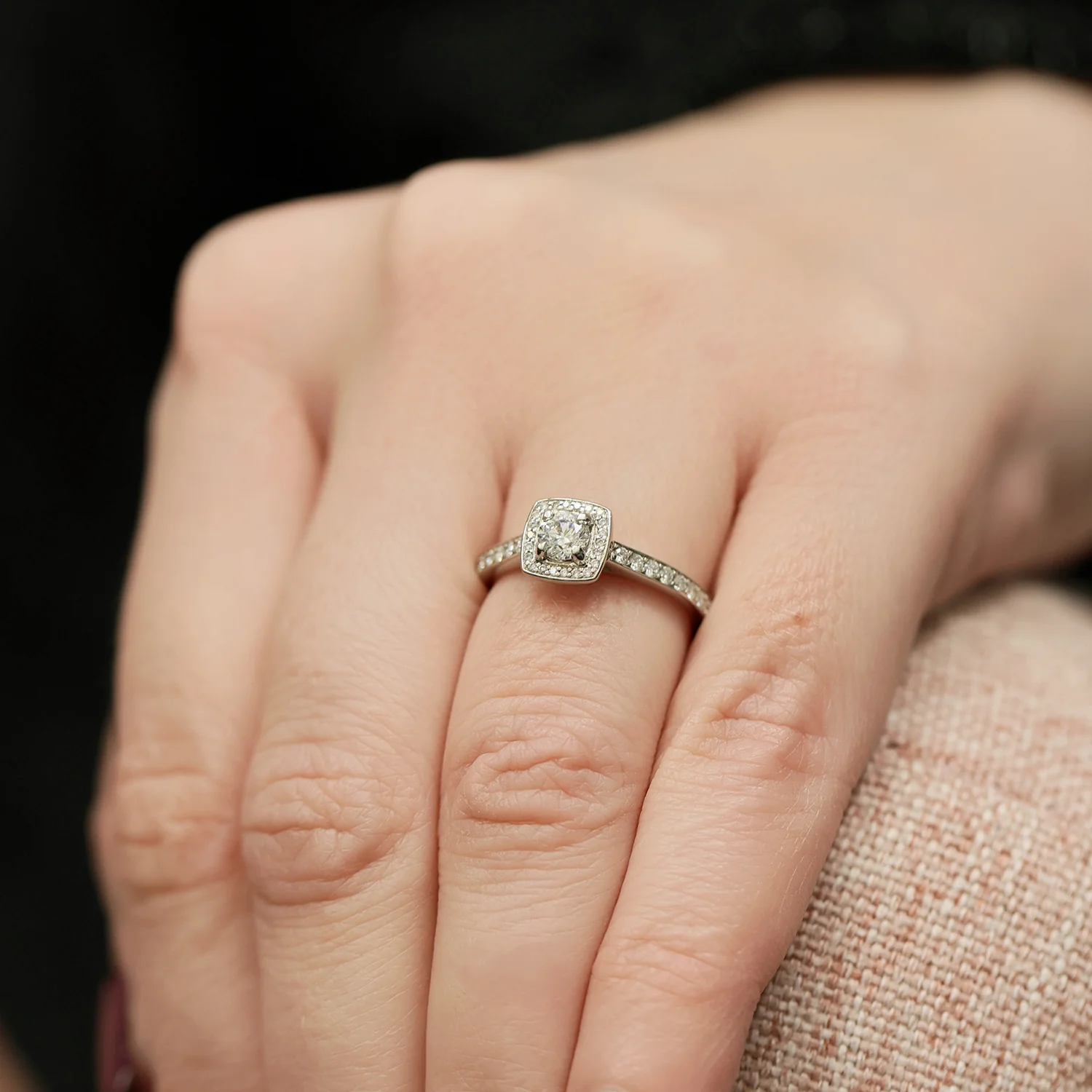 Platinum Brilliant Cut Diamond Halo Cluster Ring - Image 2