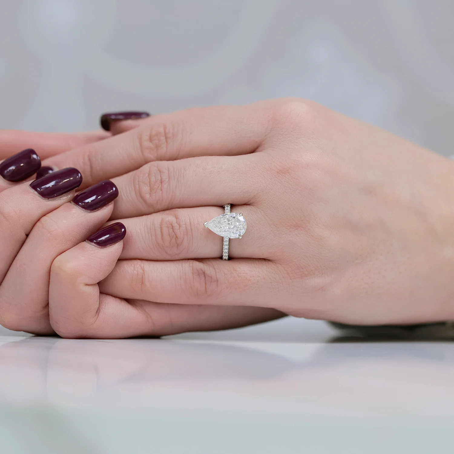 Platinum GIA Certificated Pear Cut Diamond Solitaire With Diamond Set Shoulders - Image 3