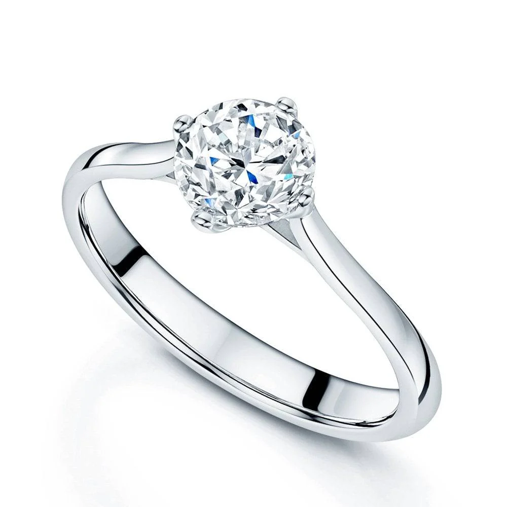 GIA Certificated Platinum & Round Brilliant Cut Diamond Solitaire Ring