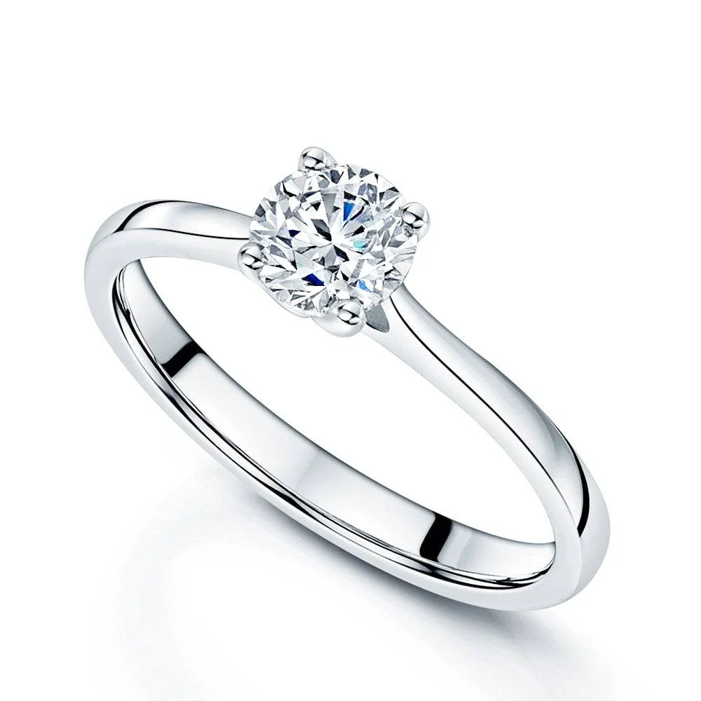 GIA Certificated Platinum and Round Brilliant Cut Diamond Solitaire Ring