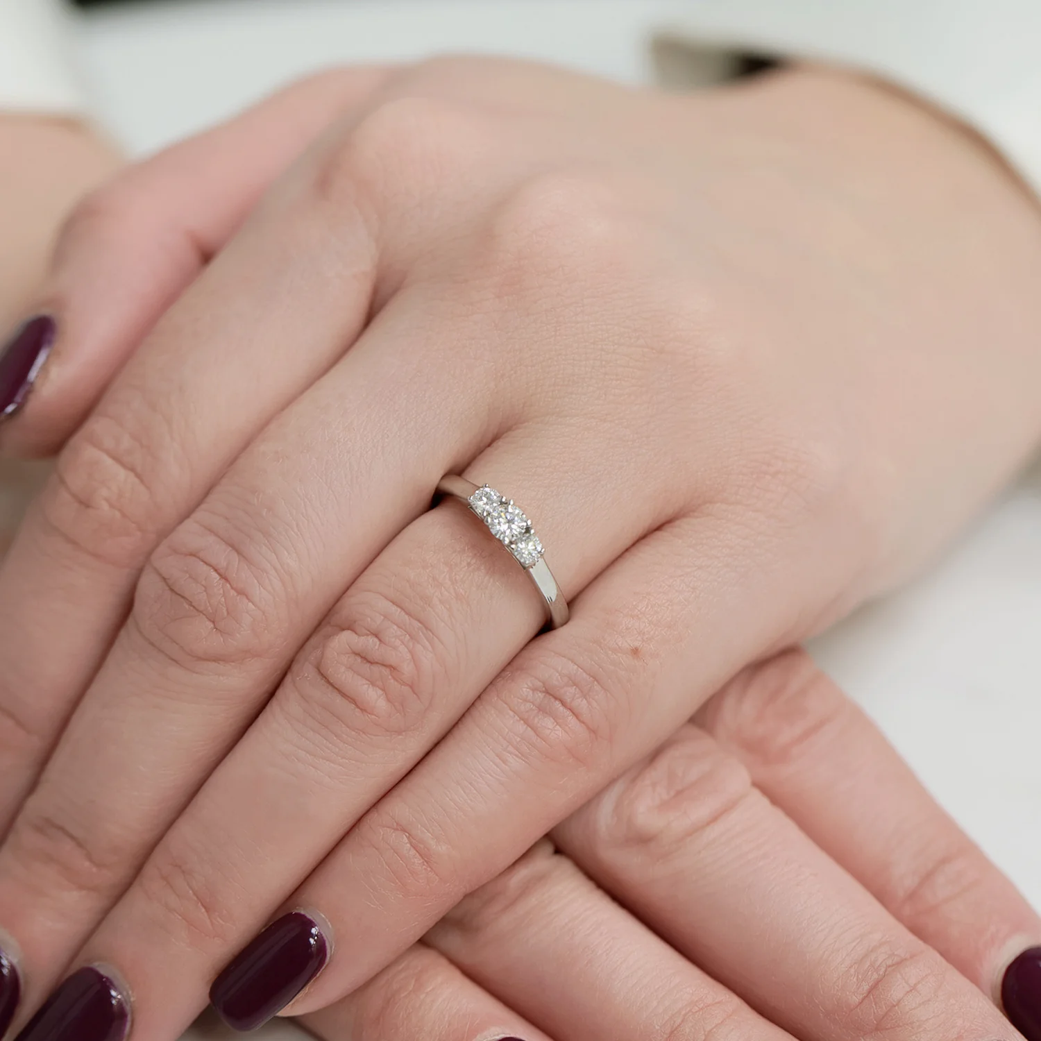 Platinum Graduating Three Stone Diamond Ring - Image 2