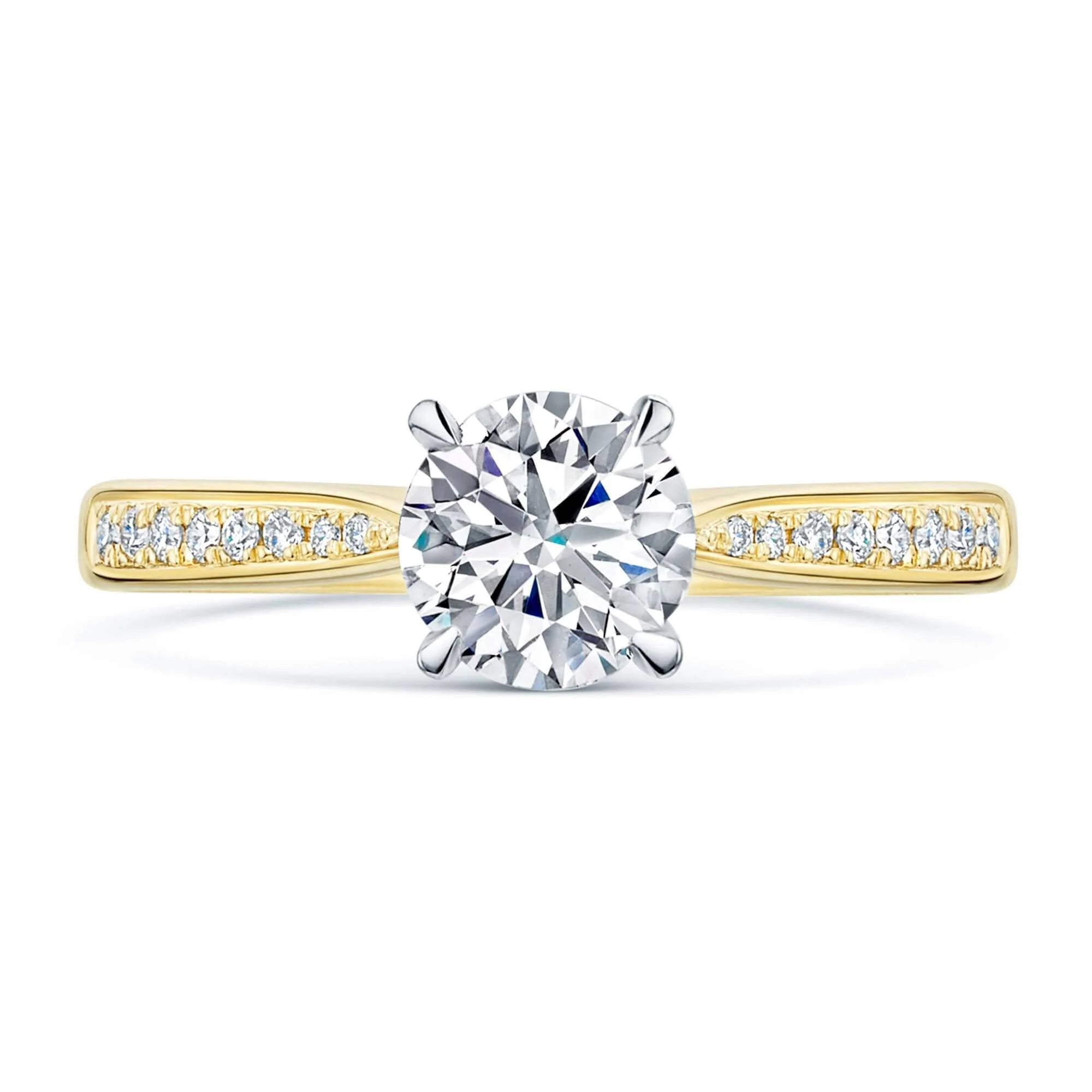 Simply Solitaire Collection 18ct Yellow Gold Diamond Solitaire Engagement Ring With Diamond Shoulders GIA Certified 1.00 Carat - Image 4