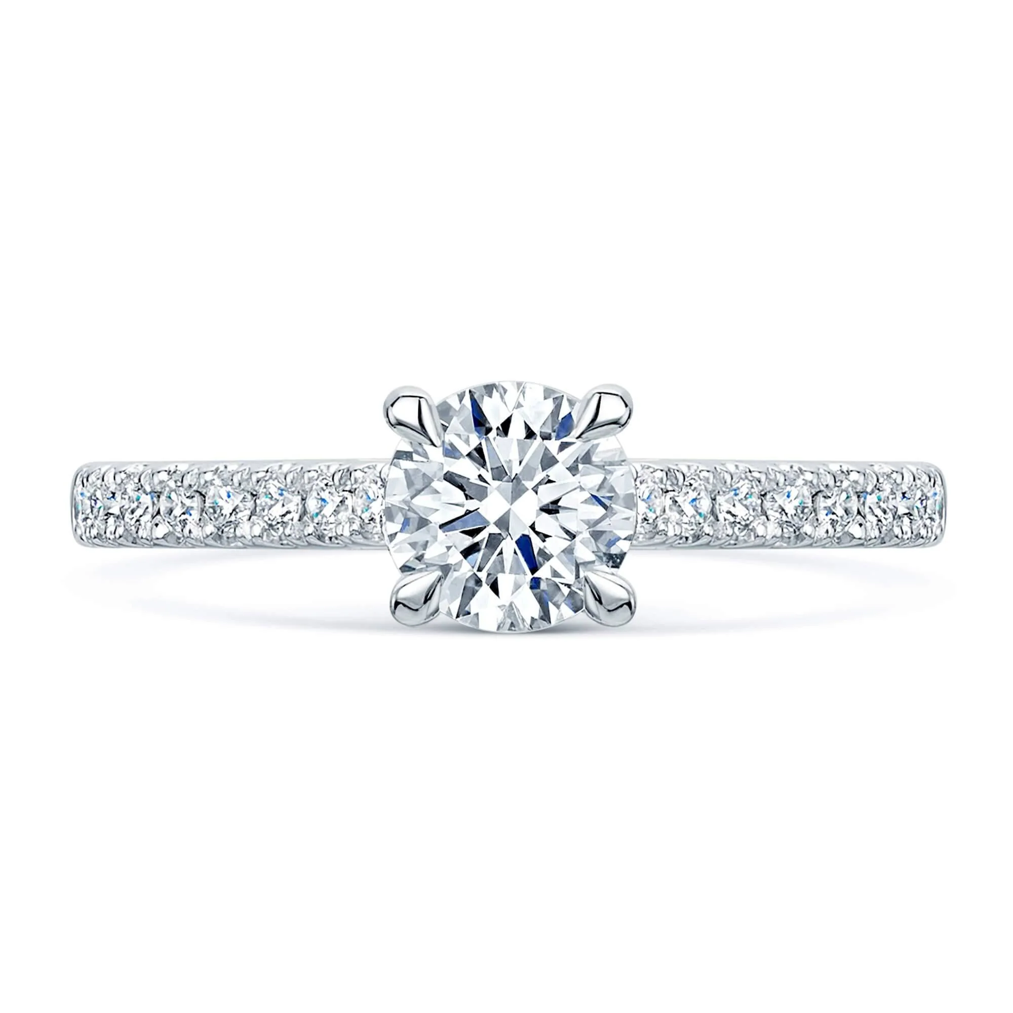Simply Solitaire Collection Platinum Set Diamond Solitaire Engagement Ring With Diamond Shoulders GIA Certified 0.50 Carat - Image 4