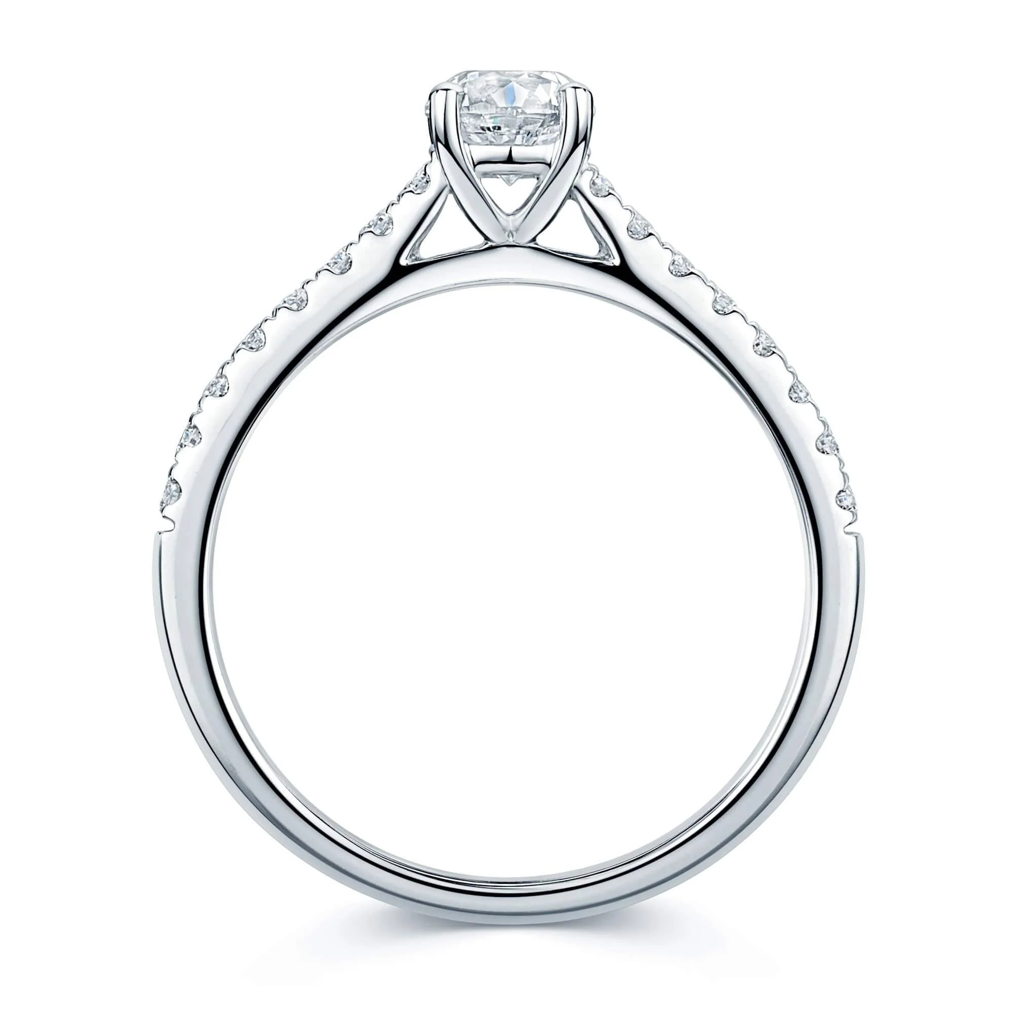 Simply Solitaire Collection Platinum Set Diamond Solitaire Engagement Ring With Diamond Shoulders GIA Certified 0.50 Carat - Image 5
