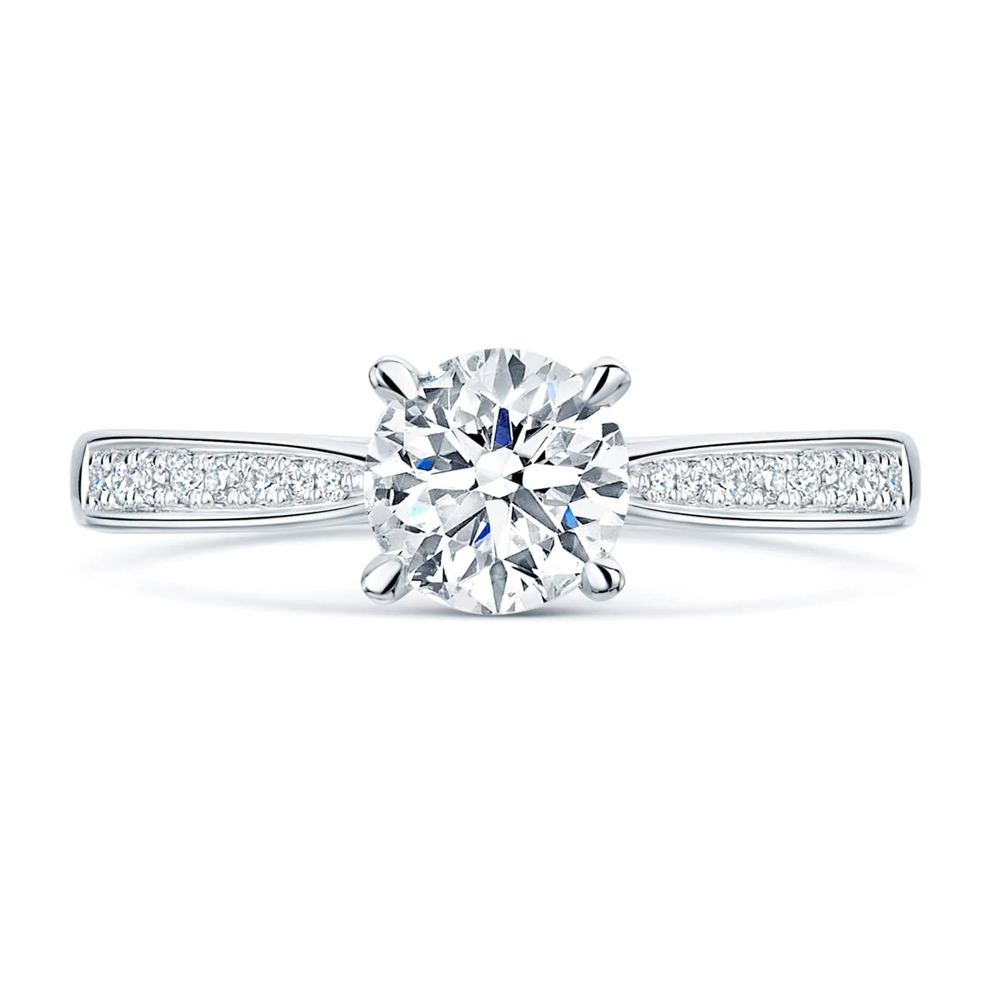 Simply Solitaire Collection Platinum Set Diamond Solitaire Engagement Ring With Diamond Shoulders GIA Certified 1.00 Carat - Image 2