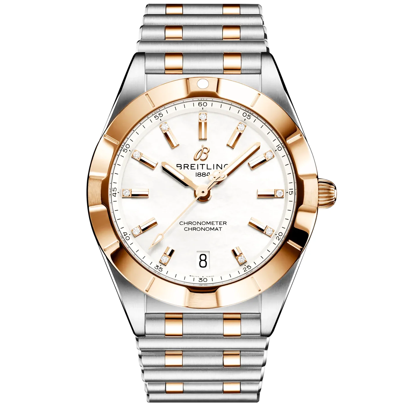 Chronomat 32mm Two-Tone Mother of Pearl Diamond Dial Bracelet Watch