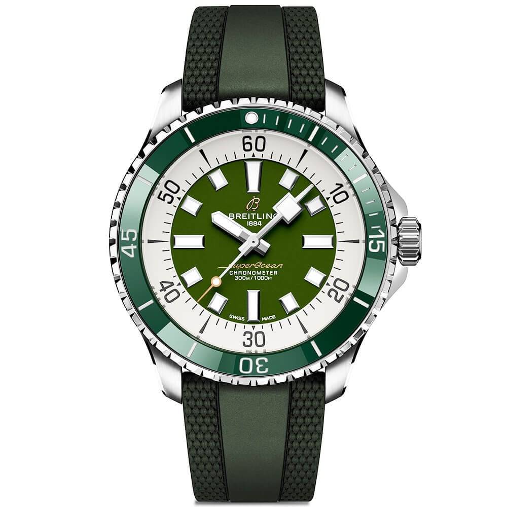 Superocean 44mm Green Dial Men's Automatic Strap Watch
