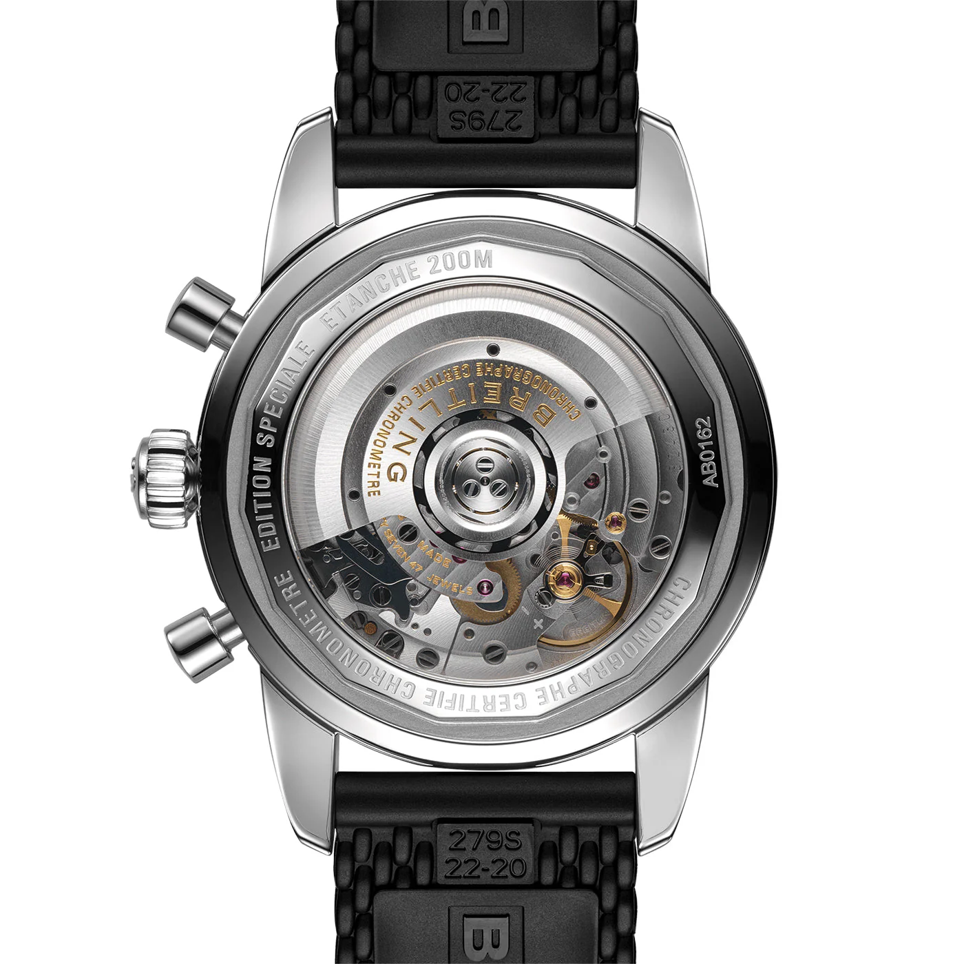 Superocean Heritage II 44mm Black/Silver Dial Rubber Strap Watch - Image 5