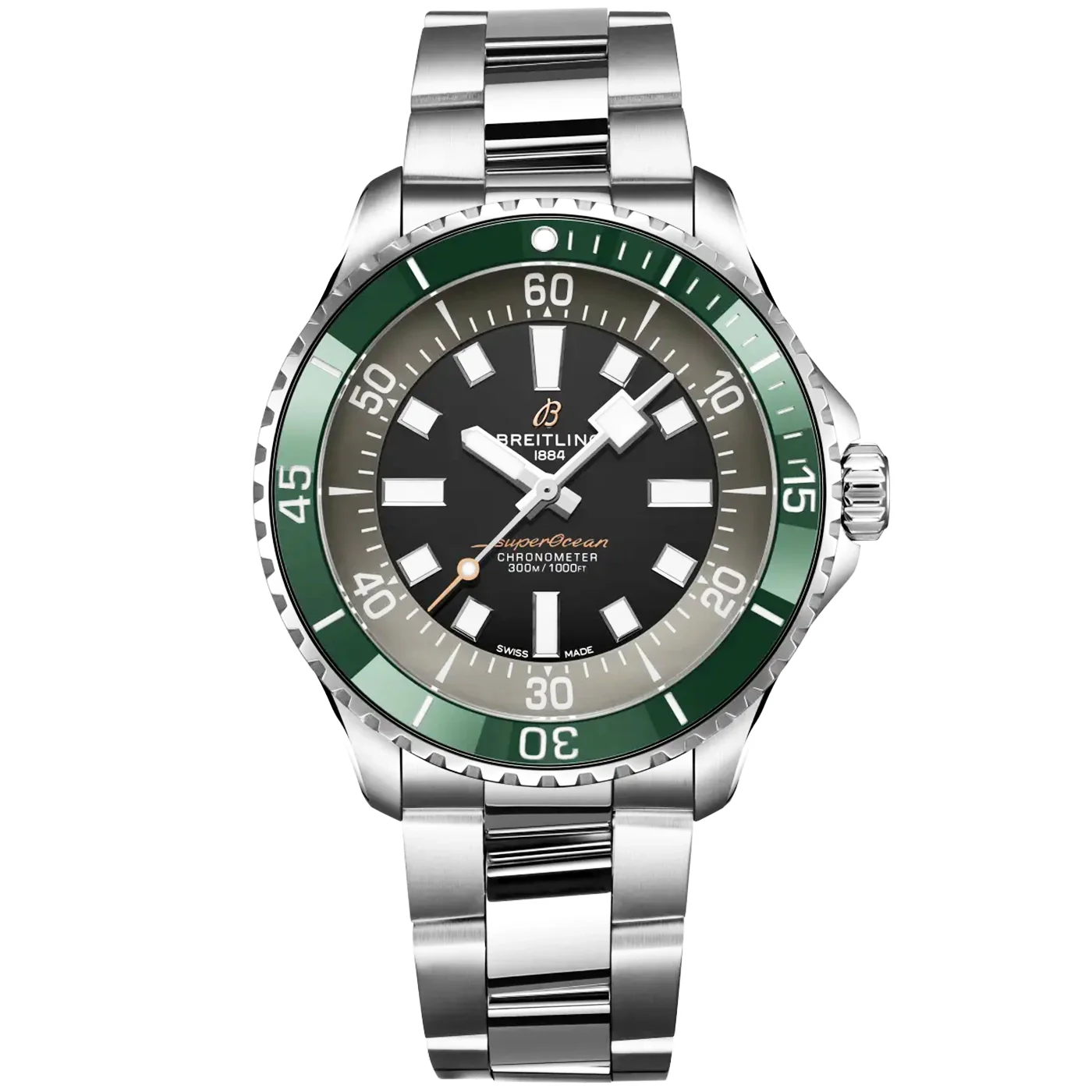 Superocean UK Edition 44mm Green Bezel Mens Bracelet Watch