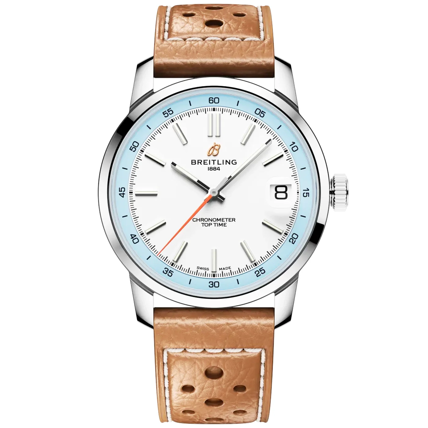 Top Time B31 38mm White Dial Automatic Leather Strap Watch