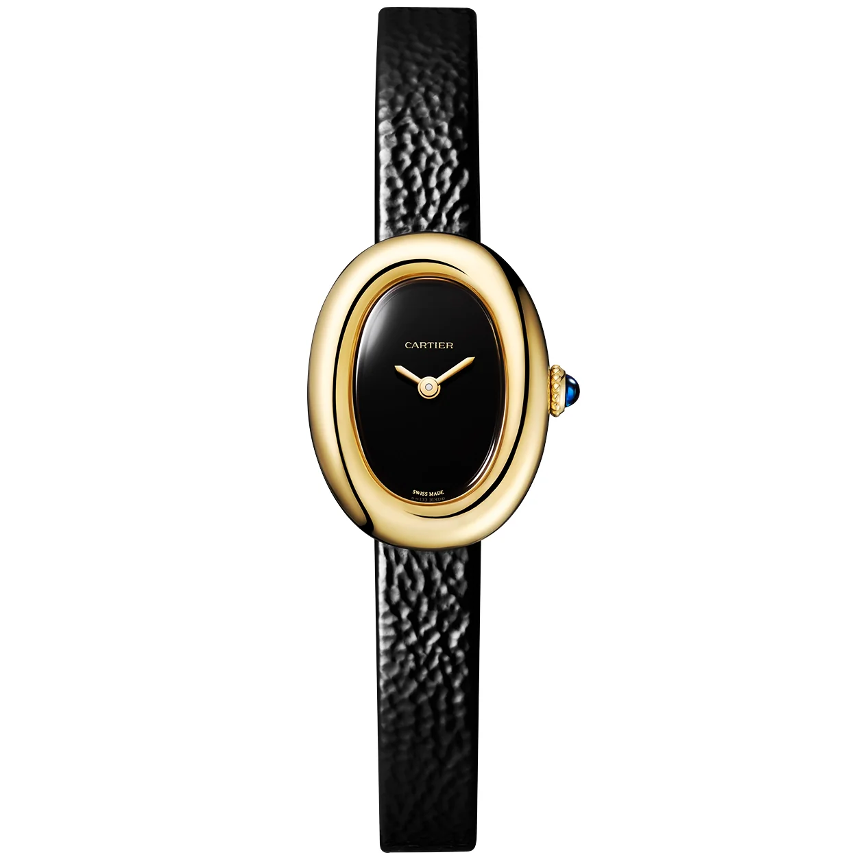 Baignoire Mini 18ct Yellow Gold Black Dial Ladies Strap Watch