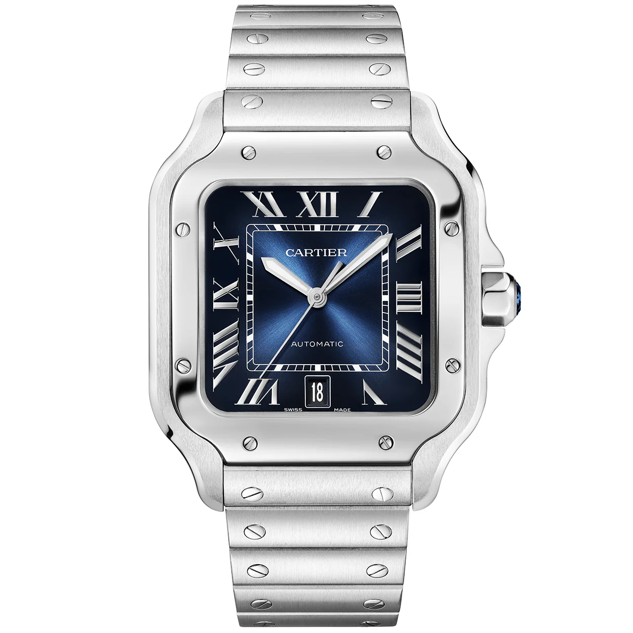 Santos de Cartier Large Blue Dial Automatic Steel Watch