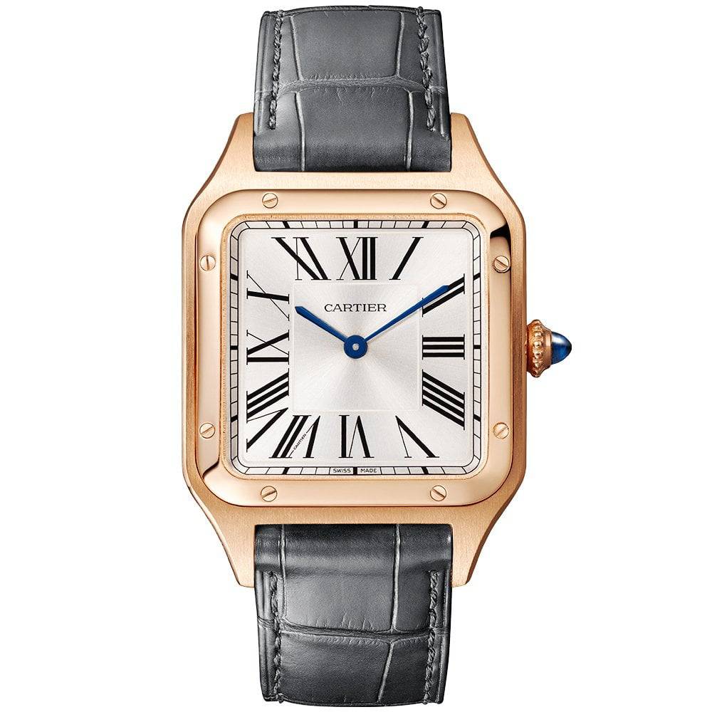 Santos-Dumont Large 18ct Rose Gold Strap Watch