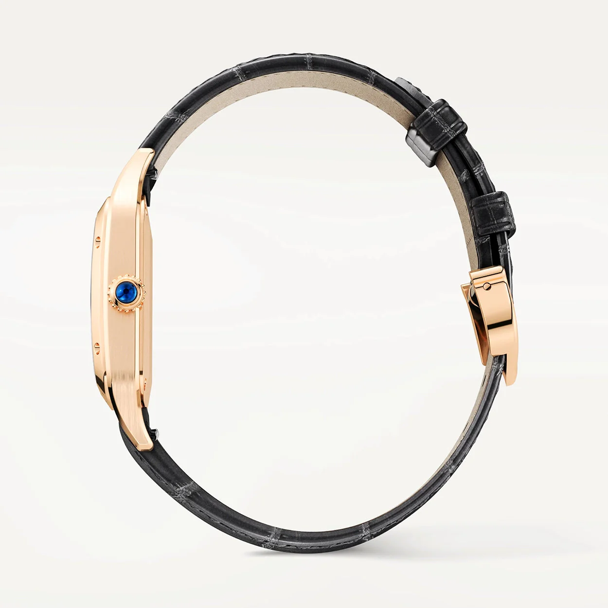 Santos-Dumont Small 18ct Rose Gold Leather Strap Watch - Image 7