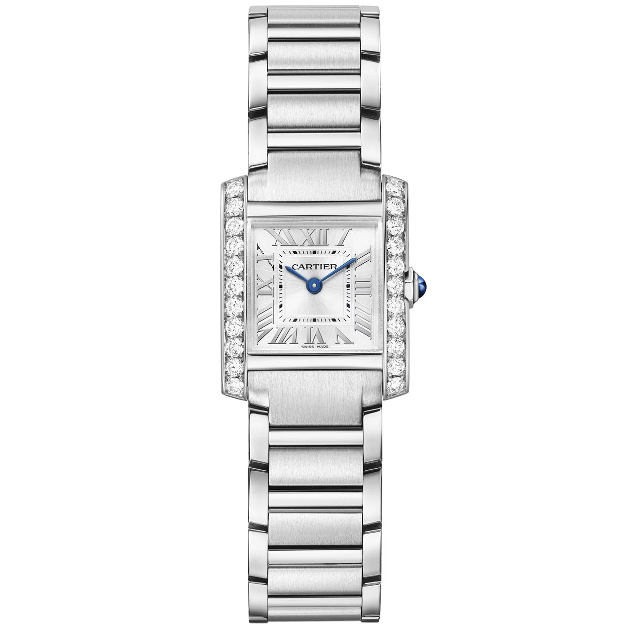 Tank Française Small Diamond Set Steel Ladies Bracelet Watch